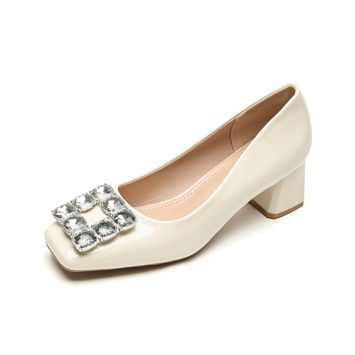 

Туфли на квадратном каблуке, женские туфли-лодочки, слипоны, стразы, блочный каблук, свадебная обувь 42 абрикосовый