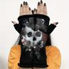 1Pair of Women's Halloween Gift Skull Head Arm Sleeves Dark Punk Style Halloween Fingerless Gloves Crown Skull Print Warmers