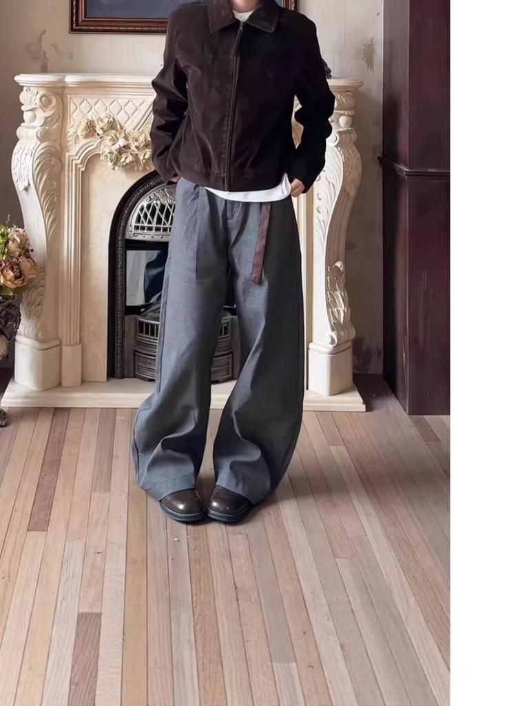 Αμερικανικό Δερμάτινο Μπουφάν Bomber από Σουέτ Ελαφιού: Unisex κοντό στυλ σε πολυτελές καφέ, ελαφρύ ρούχο εργασίας εμπνευσμένο από την Κορέα