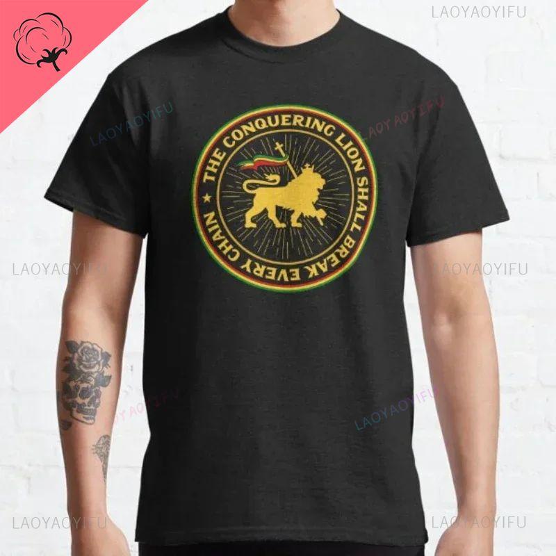 T-shirt Leone Rasta Giuda Cuffie Rastafariano Giamaicano Zion Uomo Cotone di Alta Qualità Canottiera Casual Traspirante Abbigliamento Street