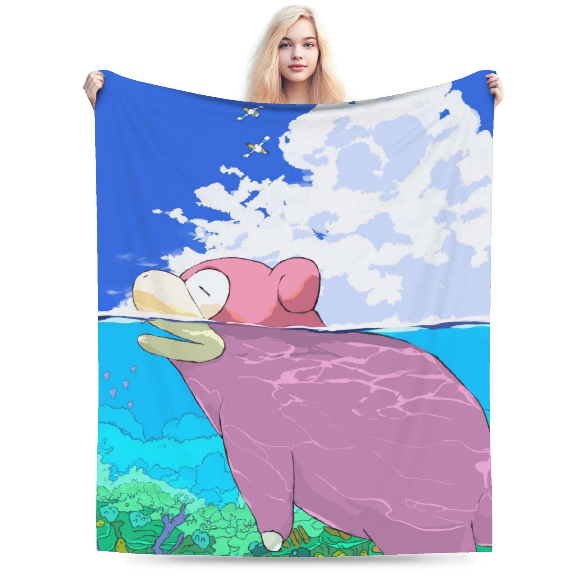 

Pokemon Slowpoke Plush Blanket Boy Girl Flannel Bedding Throws For Couch Bed Warm Custom Quality Bedspread Gift 75x100cm (30x40inch)