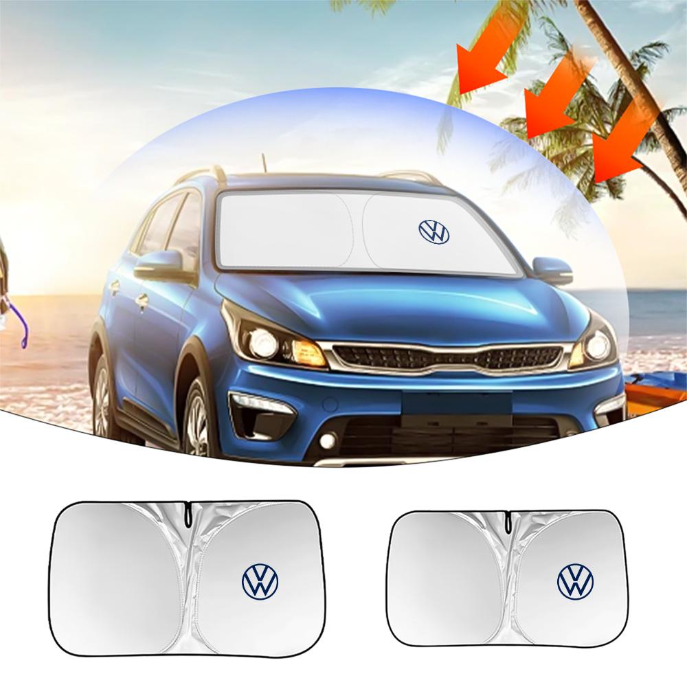 2026 Hot Valve Stems Caps Car Windshield Sunshade Cover UV Protection Sun Shade For Volkswagen VW RLINE Golf 4 Motion Passat CC Polo Tour ET1