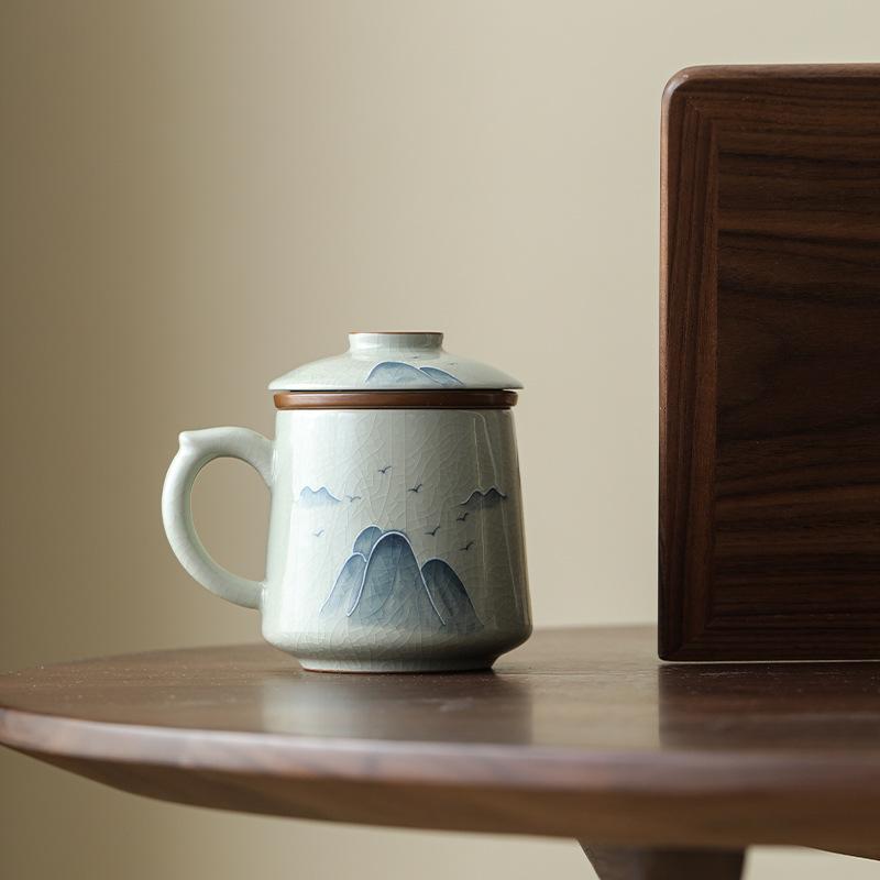 Hand-Painted Ceramic Teacup, Tea Separation Cup, Personal Special Office Cup, High-End Tea Cup Gift