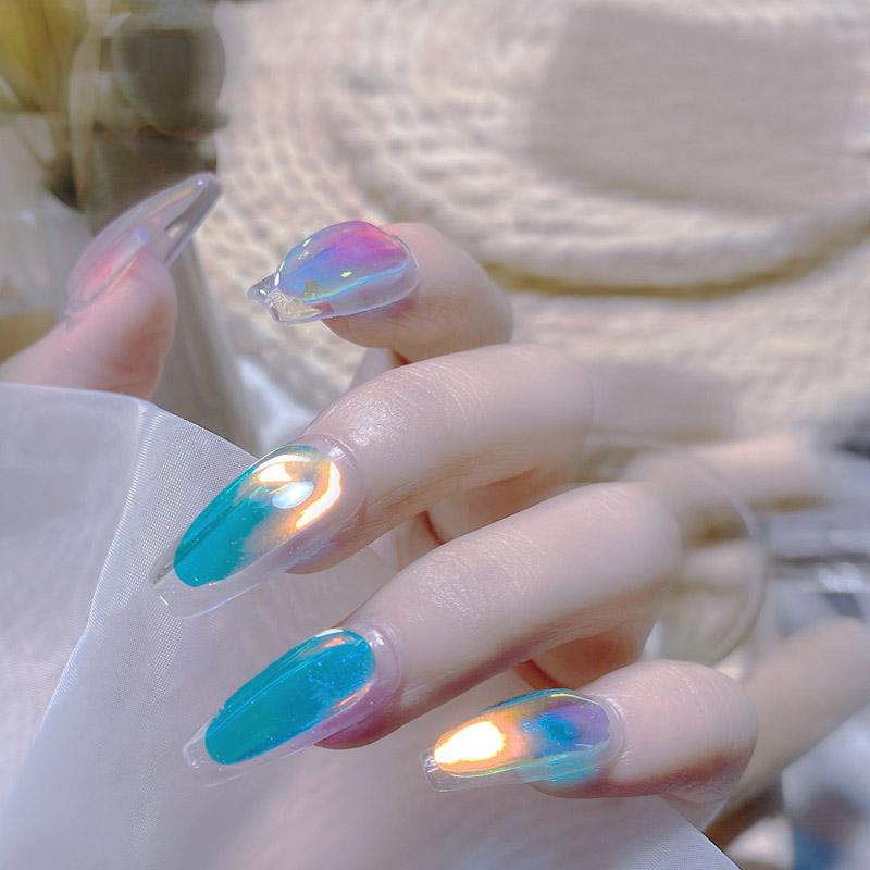 1 PC Nail Art Aurora Ice Cube Cellophane Glass Foil Film Sticker Colorful Transfer Laser Jewelry Paper Manicure Nail DIY Decoration