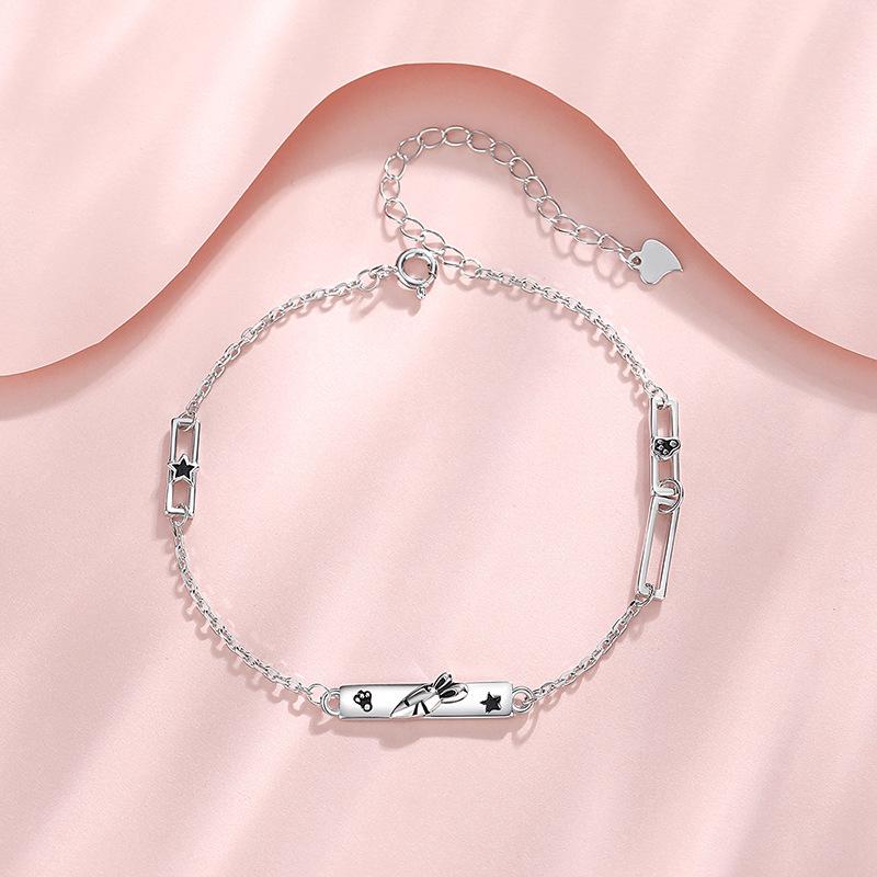 Tichia Rabbit  Carrot Couple Bracelets - S925 Sterling Silver, Creative  Versatile Design S925 Silver