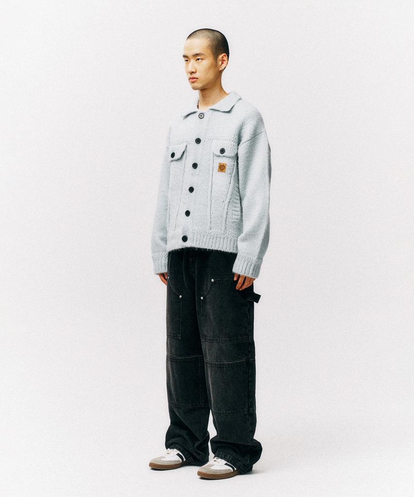 Physical Department Apple Label Knit Trucker Jacket_Black