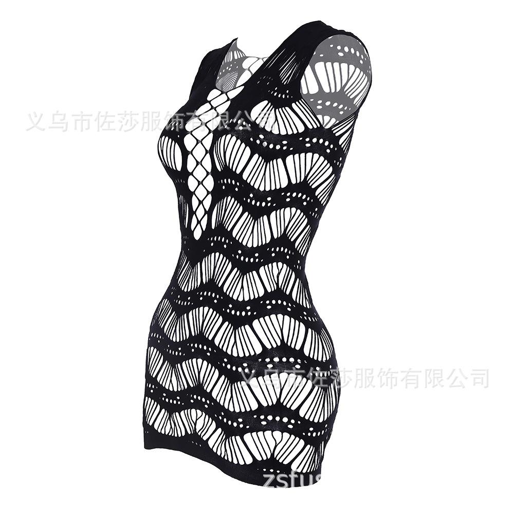Sex Underwear Black Silk Suspenders Stockings Transparent Hollow Pajamas One-piece Socks Mesh Clothes Open Net Skirt