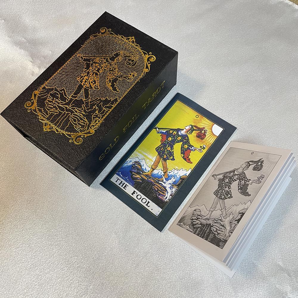 Spanish Gold Foil Tarot Cards In Box 12x7cm Divination Deck for Beginners with 2 Languages Paper Guidebook Toro Taro