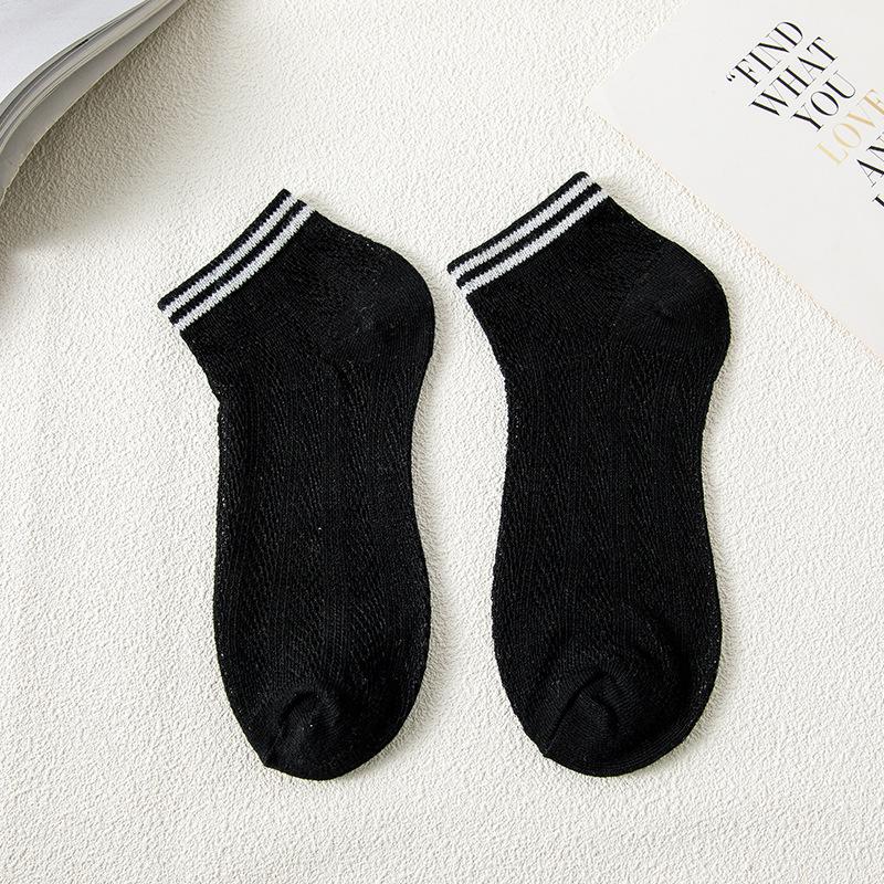 

Women s Summer Thin New Hollow Fish Bone Pattern Cotton Mesh Invisible Socks 1 pair чорний