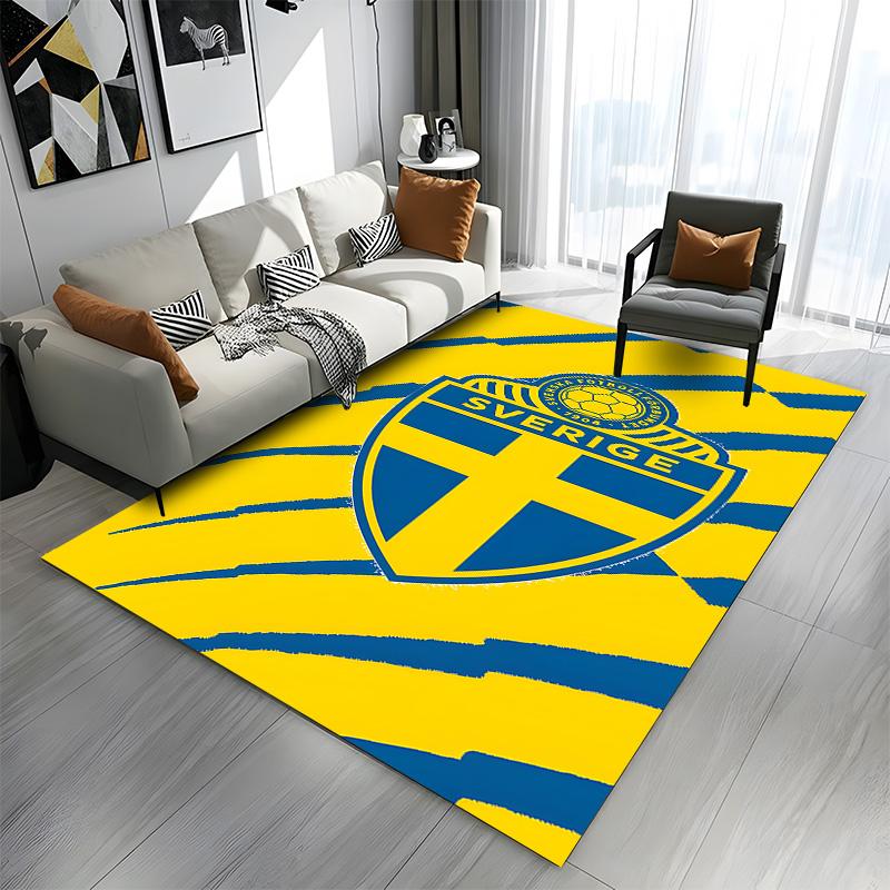 Swedish Football Team Crest Design Patterned carpet a non slip rug suitable for all seasons and any setting, gift