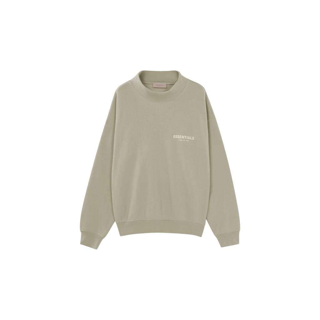 Fear of God Essentials Flocking Logo Long Sleeve Fleece Pullover Sweatshirt Men Sweatshirt Heather-Green FOG-SS22-254