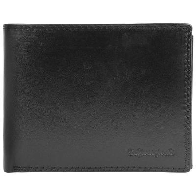 Men's Wallet - Tom - Black Cowhide Leather - Horizontal Format - Double Stitching