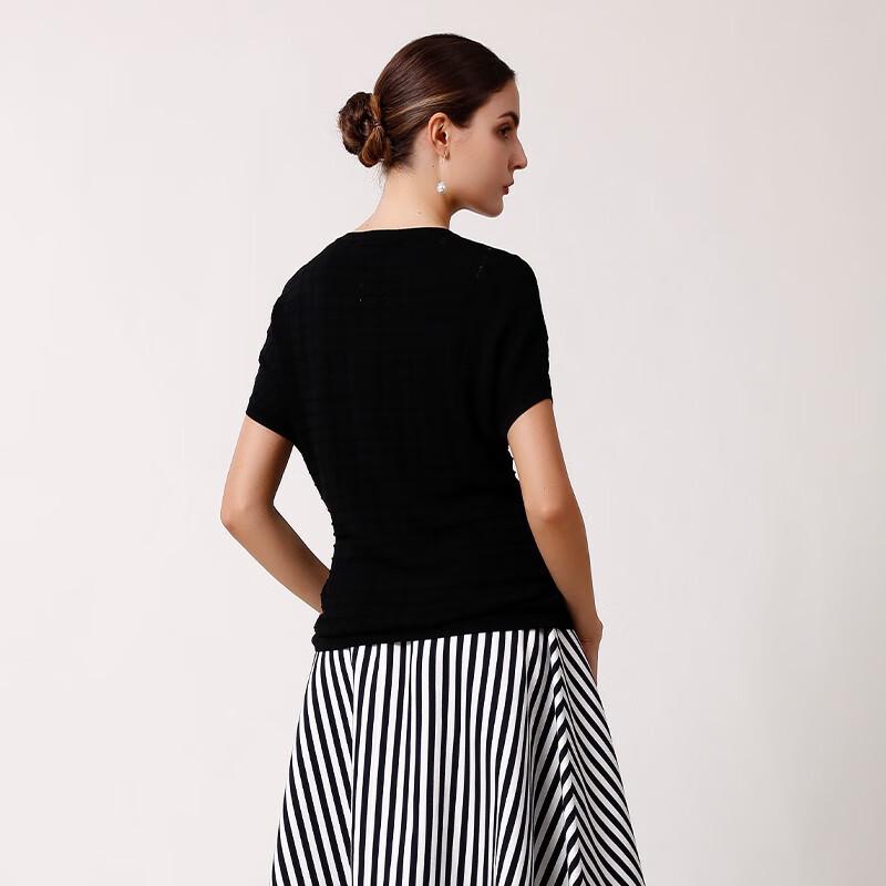 Anlom Women's Short Sleeve Round Neck Knit Top