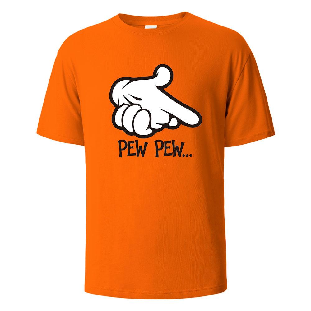 Pew Pew Print TShirt 100 Cotton Summer Tees For Men Women Oversize Casual Tops