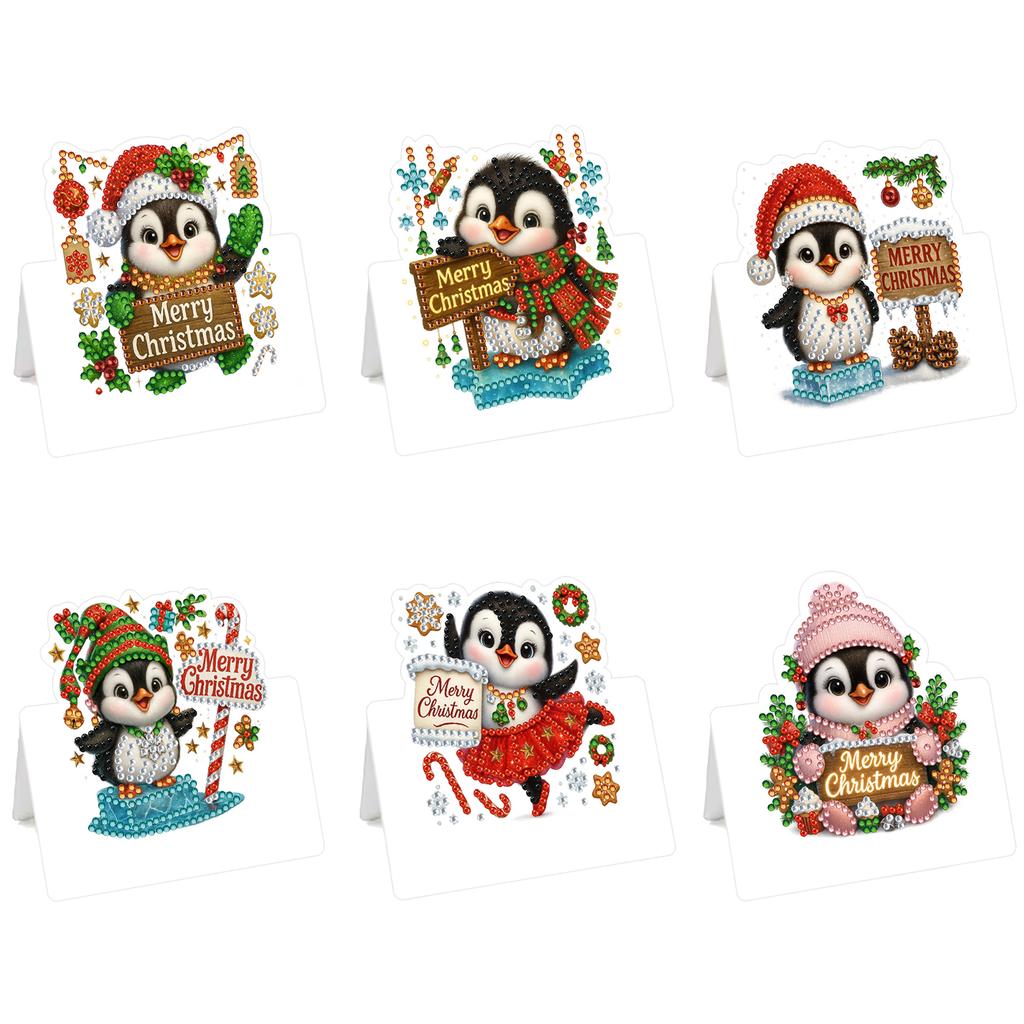 6Pcs Christmas Birthday DIY Diamond Painting Greeting Card Kit with Envelopes for Beginner Adult Birthday Holiday Blessing