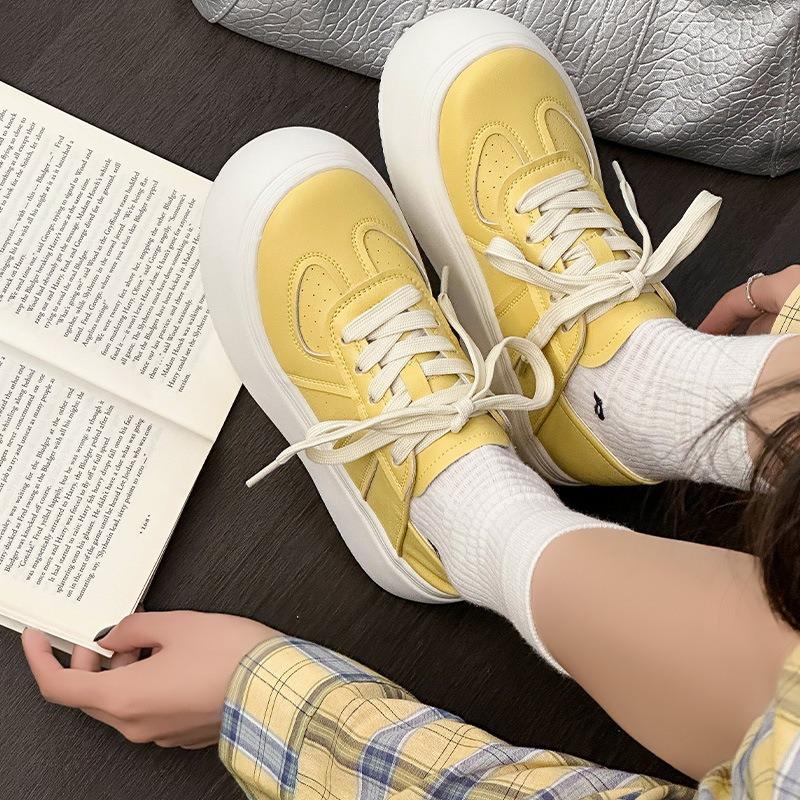 thick-soled little white shoes women's spring and summer thin leather breathable and comfortable casual shoes two wear shallow mouth