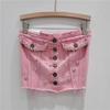 European Summer Clothing Hand-sewn Drill Backless Sleeveless Slim-fitting Short Rough-edged Spice Girl Denim Sling Vest Female Tide
