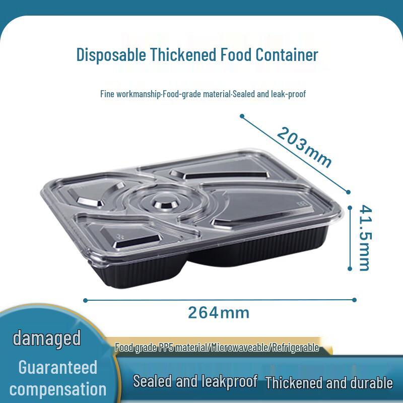 

Disposable 5-Compartment Meal Prep Containers with Lids