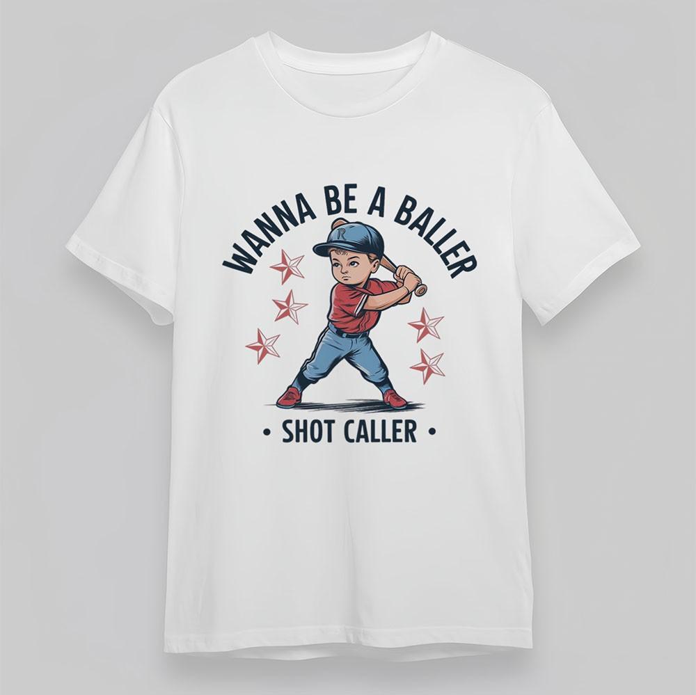 

Men s Soft Classic T-Shirt A Baller Shot Caller Tee Short Oversize Cotton White L