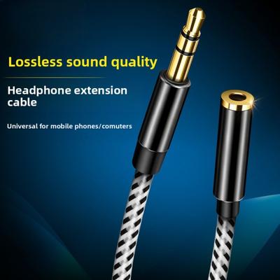5mm Vergoldetes AUX-Kabel Stecker auf Buchse 4-polig mit Mikrofon Auto-Audio Kopfhörer Verlängerungskabel 1m 1.5m