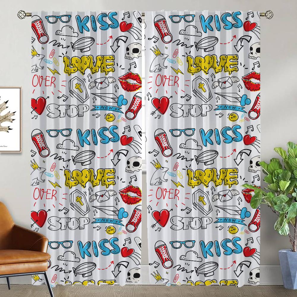 

Cartoon Children Partition Anti-mosquito Curtains for Camera Home Interior Curtains for Living Room Blackout Curtain Shades W50xH70cmx2pcs-CL