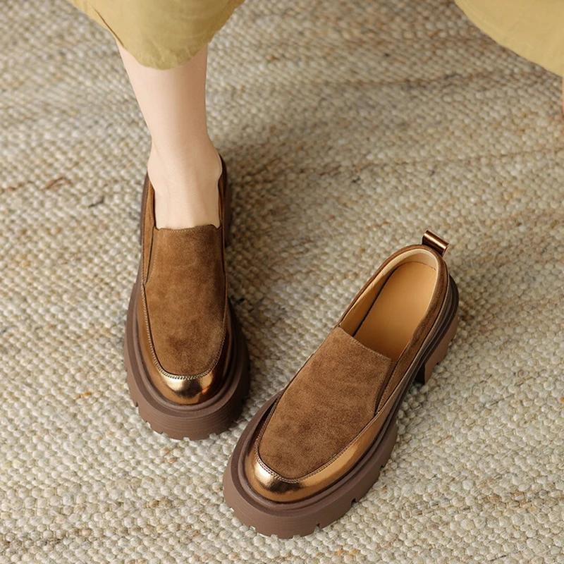 Fashion NEW Autumn/Spring Women Pumps Cow Suede Leather Shoes for Women Round Toe Thick Heel Shoes Mixed Colors Slip-on Women Sneakers