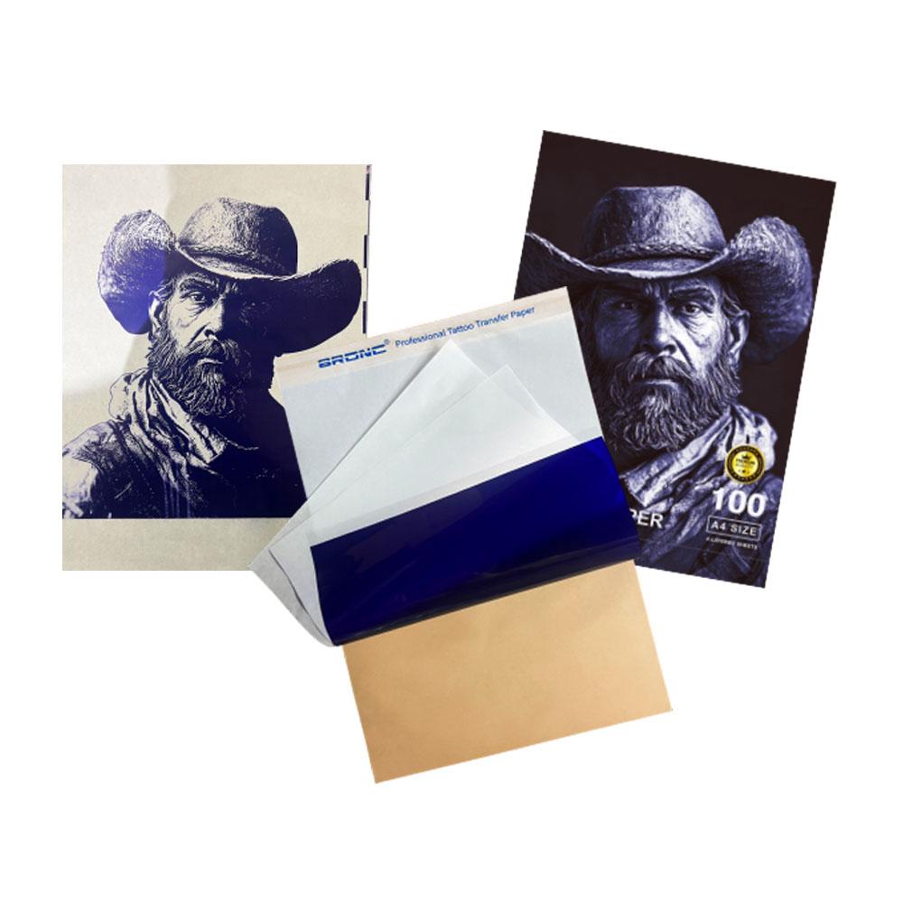 BRONC 100 Sheets A4 Size Temporary Tattoo Stencil Paper Tattoo Thermal Transfer Paper Thermal Copier Paper TA-002H-B