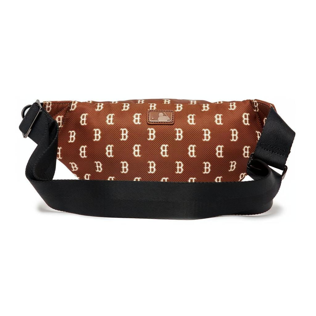 MLB Monogram Series Vintage Floral Print Letter Big Logo Boston Team Detachable Zipper Closure Polyester Crossbody Waist Bag 3AHSM012N-43BRD
