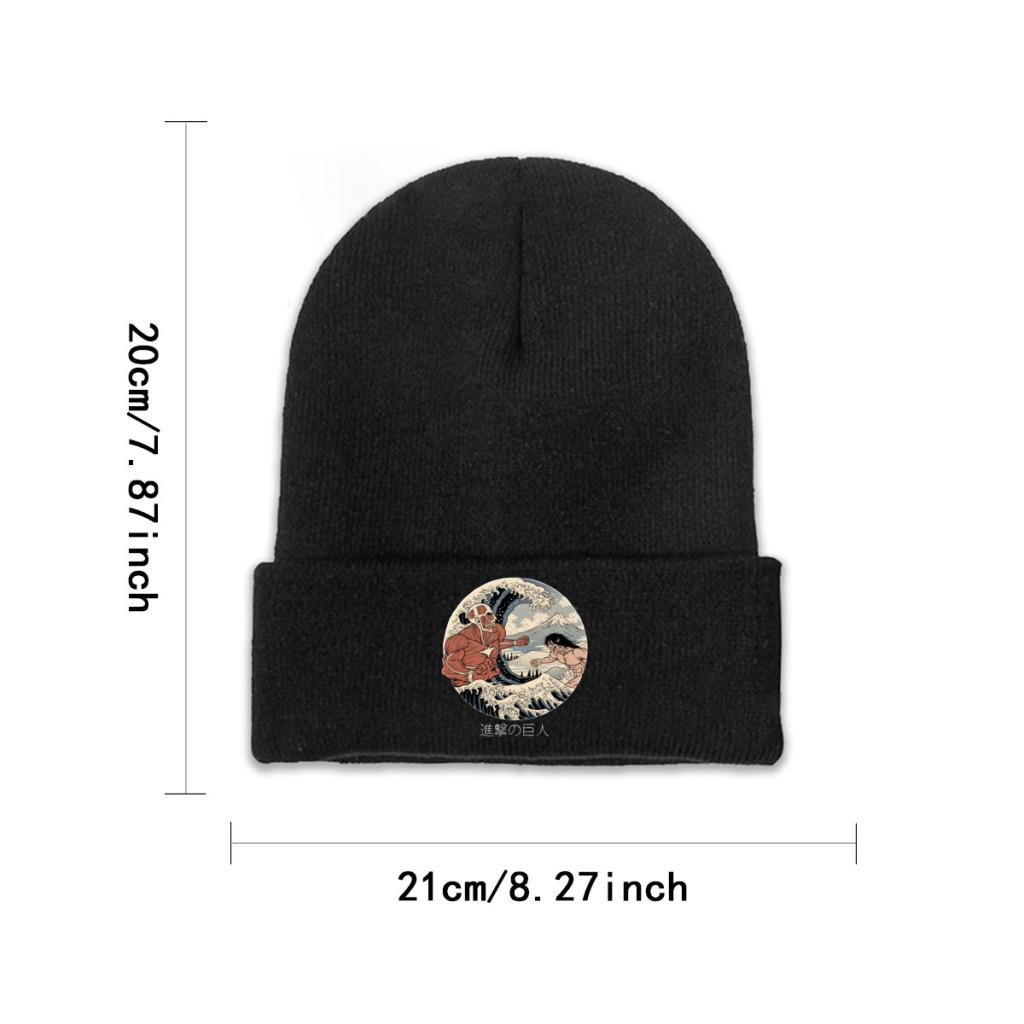 Attack On Titan Kanagawa Wave Knitted Hat for Women Unisex Skullies Beanies Autumn Winter Hat AOT Shingeki No Kyojin Anime Cap