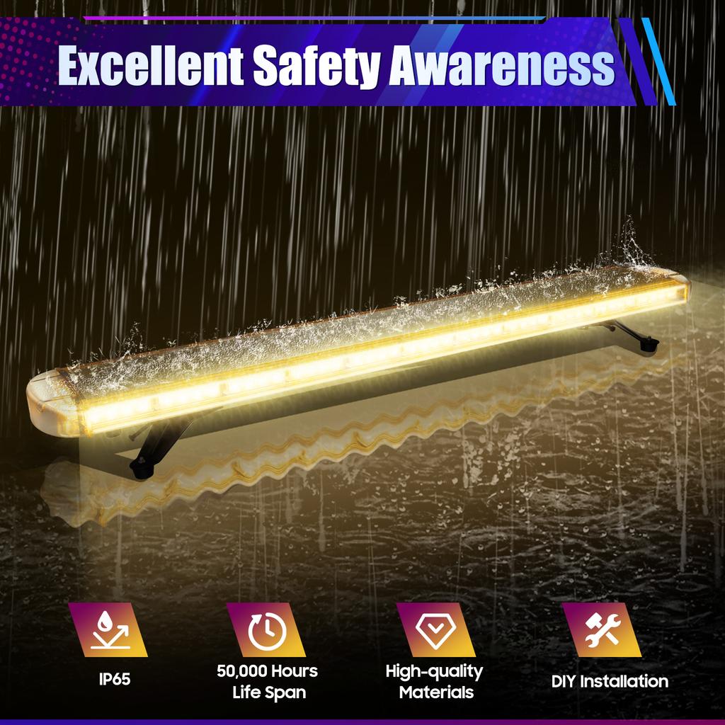 96 LED Strobe Light Bar w/Controller 16 Strobe Modes Yellow Flash Light Emergency Warning Lamp 150LM Burst Light IP65 Waterproof