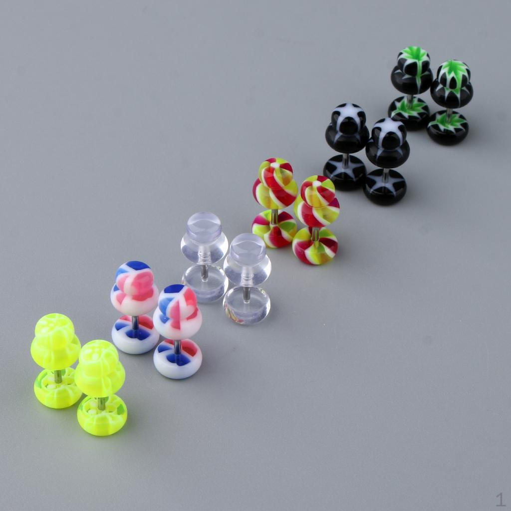 

12 шт. акриловые серьги-туннели из нержавеющей стали 16 г