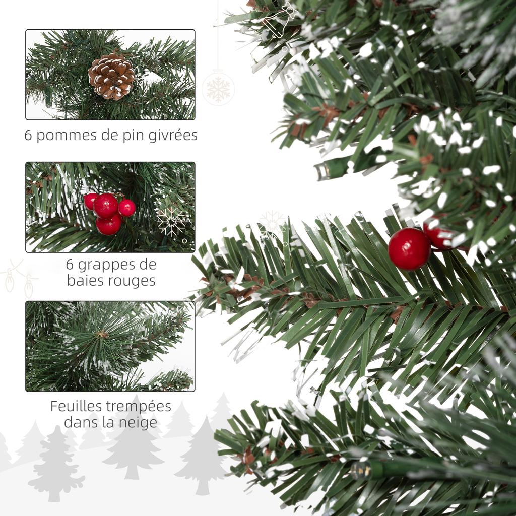 Artificial Lighted Christmas Garland 1.8 m with Pine Cones, Berry Clusters, 50 LED Lights and Timer