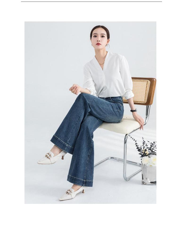 Women's 2025 Spring/Summer High Waist Slimming Petite Micro-Flare Wide Leg Jeans