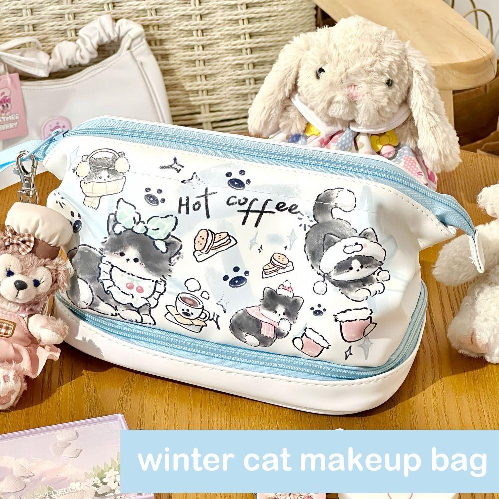 

PU Makeup Bag Detachable Double Layers Toiletry Handbag Travel Cosmetic Bag for Outdoor Travel