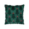 Square Decorative Throw Pillow Cover with Christmas Tree Pattern and Textured Embroidery for Sofa Bed Chair Couch Home Decor