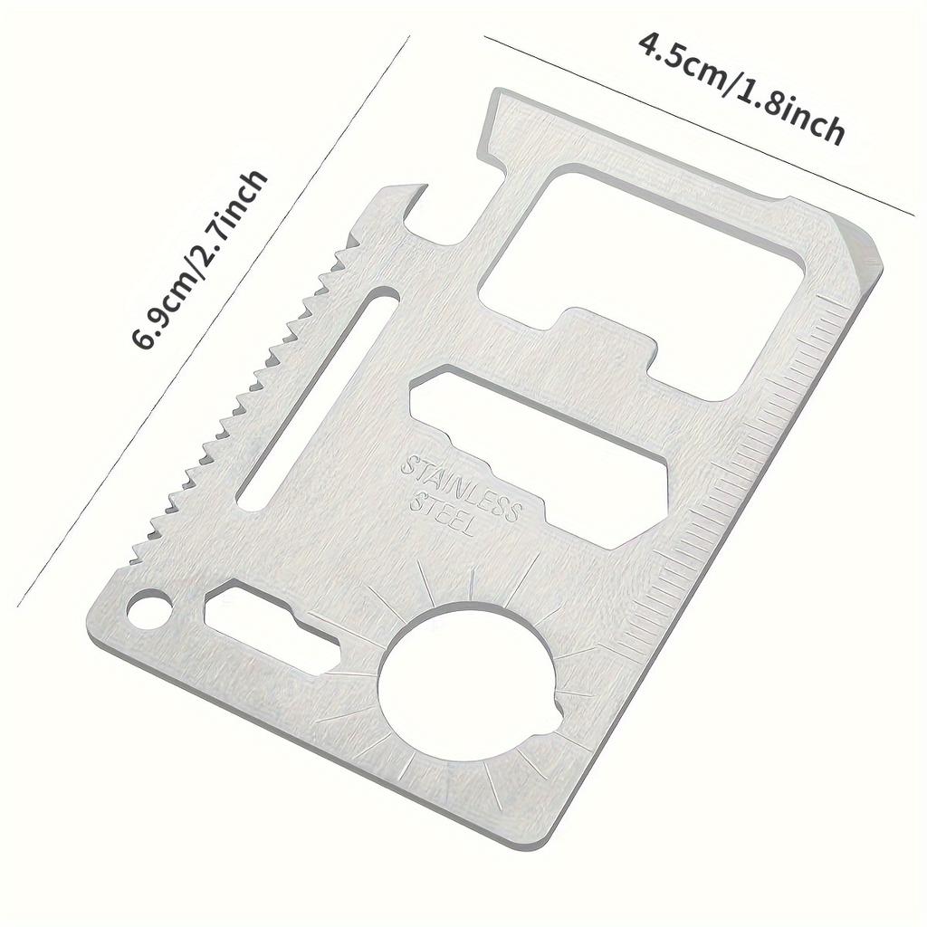11-in-1 Stainless Steel Multi-Tool Card - EDC Pocket Survival Gear with Bottle Opener, Wrench, Saw, Ruler Outdoor Camping & Hunting Accessory