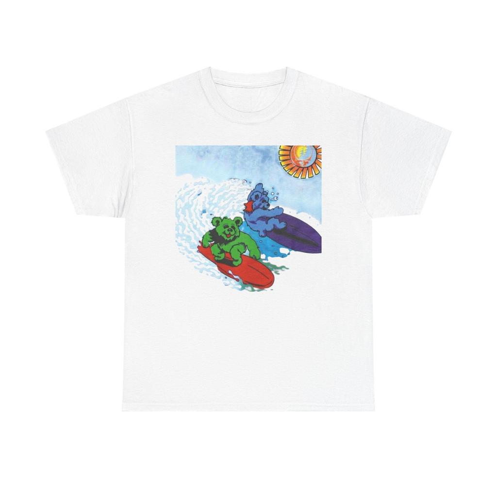 Grateful Dead Bears Surfing Graphic T Shirt S-5XL Unisex Heavy Cotton Tee