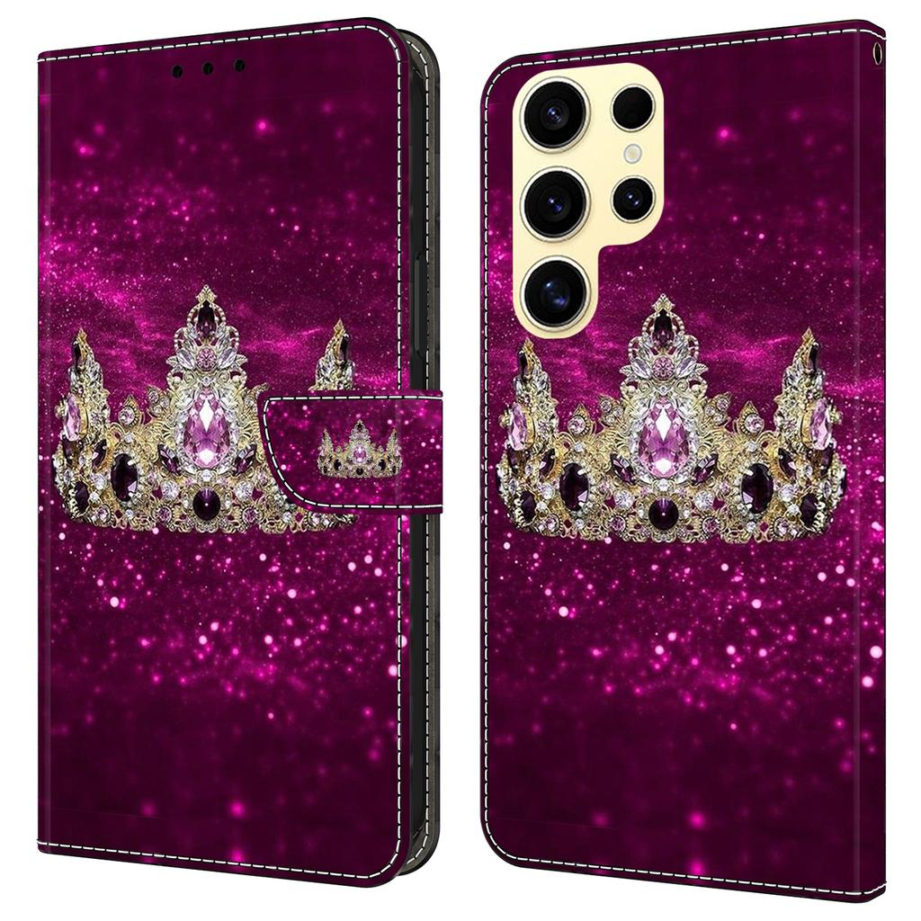 Für Samsung Galaxy S25 Ultra Hülle Brieftasche Ständer Musterdruck PU Leder Klapphülle