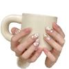 HANDMADE Artificial Nail Gentle Temperament of Golden Flowers Phototherapy Nails Fake Nails Reusable and Removable Nails