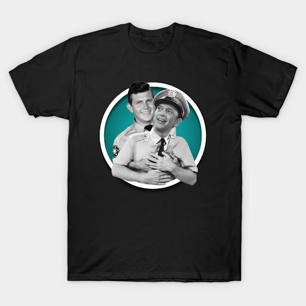 

Men Black Print T-shirt Andy Taylor & Barney Fife No-Cut Transfer Paper Print Cotton Tshirt S