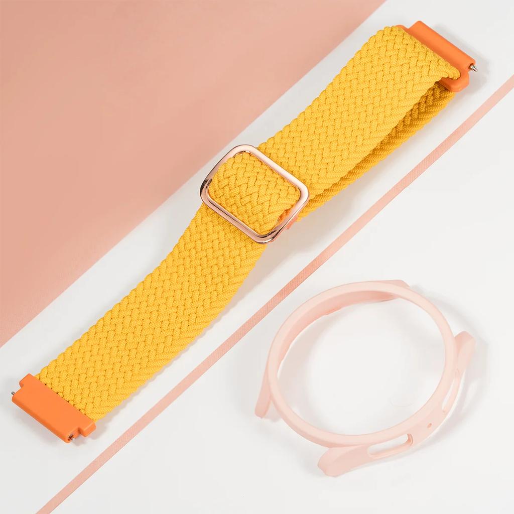 Nylon Band+Case for Samsung Galaxy Watch 7 6 5 4 40/44mm Strap Braided Bracelet PC Bumper Protector Cover SmartWatch Accessories