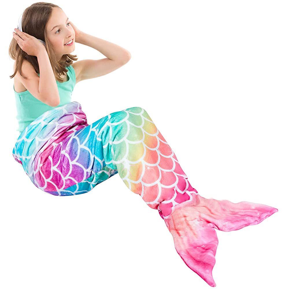 Mermaid Sleeping Bag Universal Soft Mermaid Tail Blanket Beautiful Cozy Rainbow Mermaid Blanket Children's Anti Kick Sleeping Bag