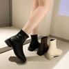 Fashion Square Head Ankle Boots Wedge Bottom Soft Leather Comfortable  Boots Women Short Boot Warm Winter Shoes Fur Winter Booties