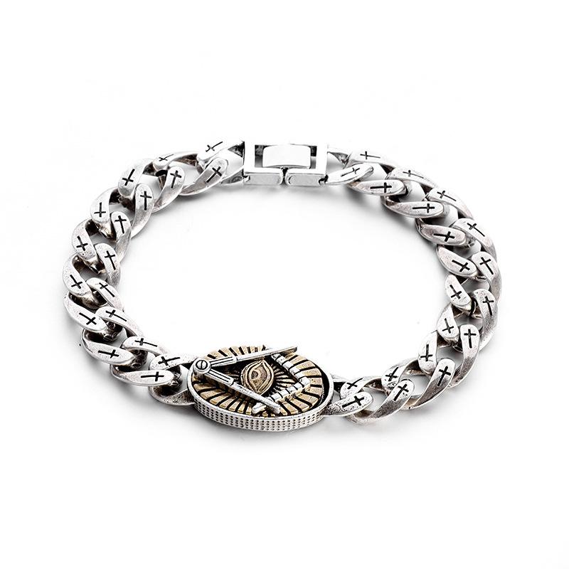 Oeil d'Horus Dieu Voyant Tout Tendance Homme Bracelet Personnel Croix Motif Phénix Totem