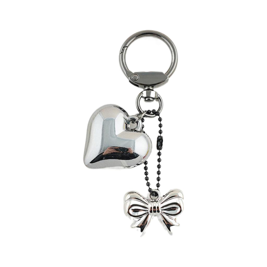 Lovely Heart Shaped Keychain Pendant Small Key Adornment Lightweight Keyring Charm Bowknot Key Pendant Metal Material
