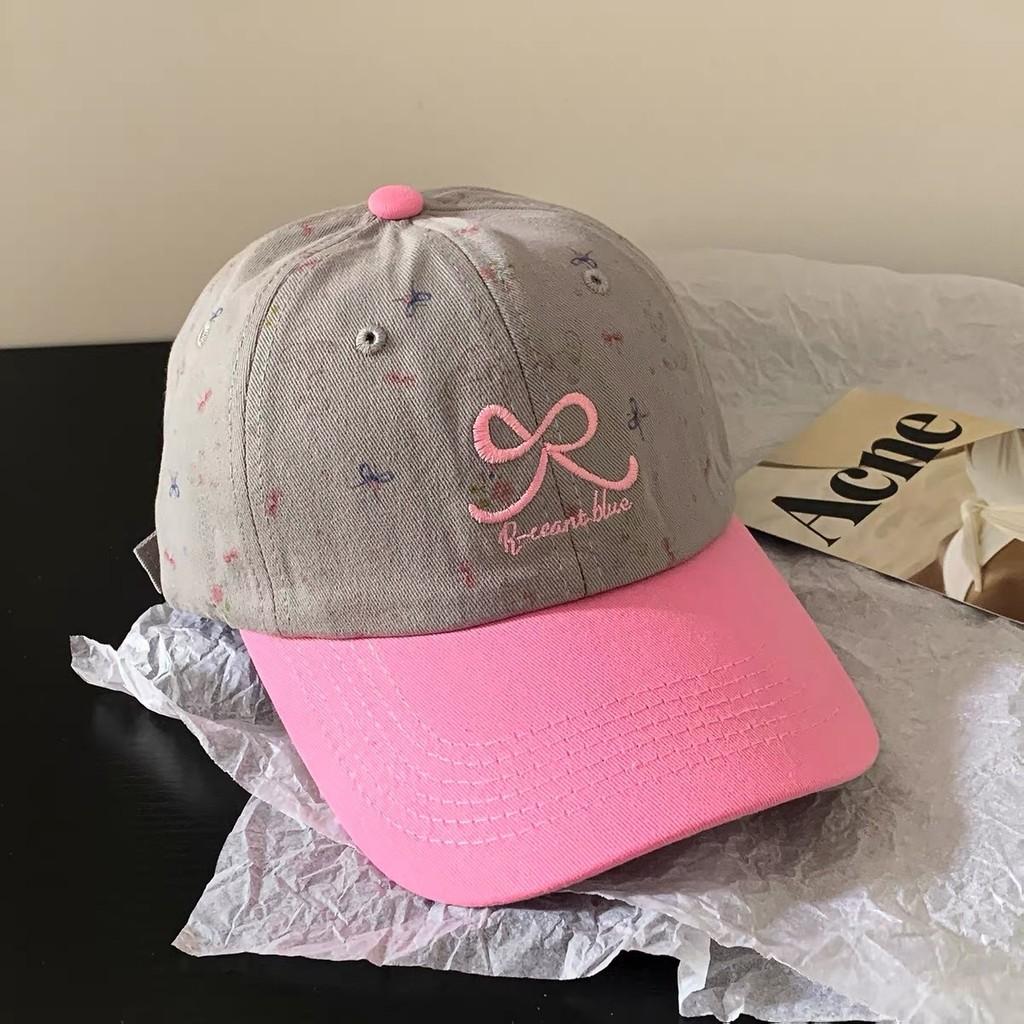 Embroidered Butterfly Bow Baseball Cap With Breathable Cotton Material For Casual Wear