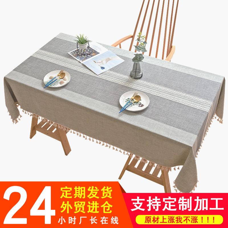 Striped Cotton And Linen Tablecloth Rectangular Round Table Coffee Table Cover Cloth Dining Table