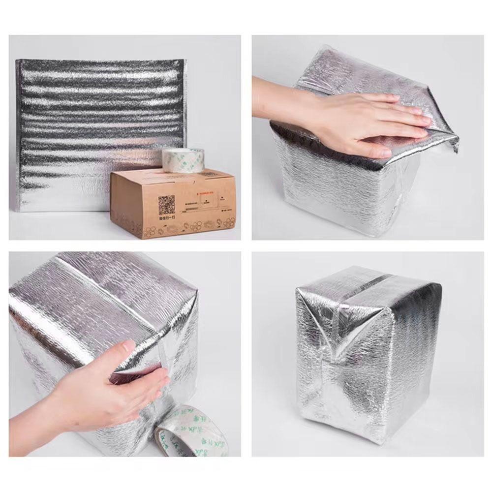 50Pcs/Pack Ice Cold Warm Aluminum Foil Bag Food Thermal Drink Storage Insulation Bag Delivery Carrier with Closure Cooler Bag