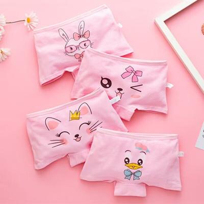 4pc/lot Cartoon Rabbit Underwear Girls Boxer Kids Panties Cotton Underpants Briefs