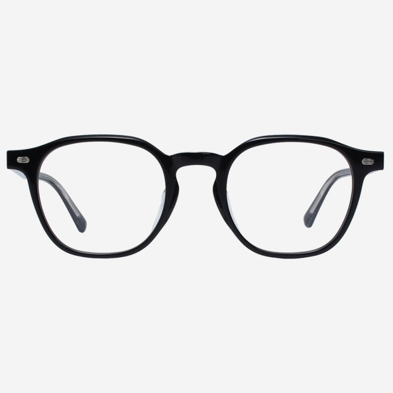 NN044 Acetate Full Frame Horn-Rimmed Glasses C1 Black